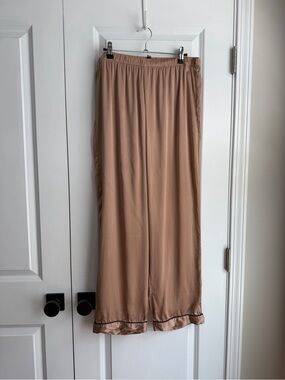 Intimissimi Women’s Full Length Silk Pants Satin Pink Size Large